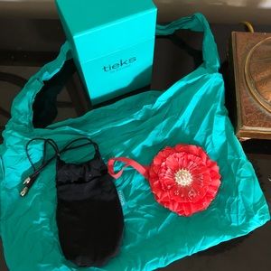 Tieks box and accessories. Red flower.